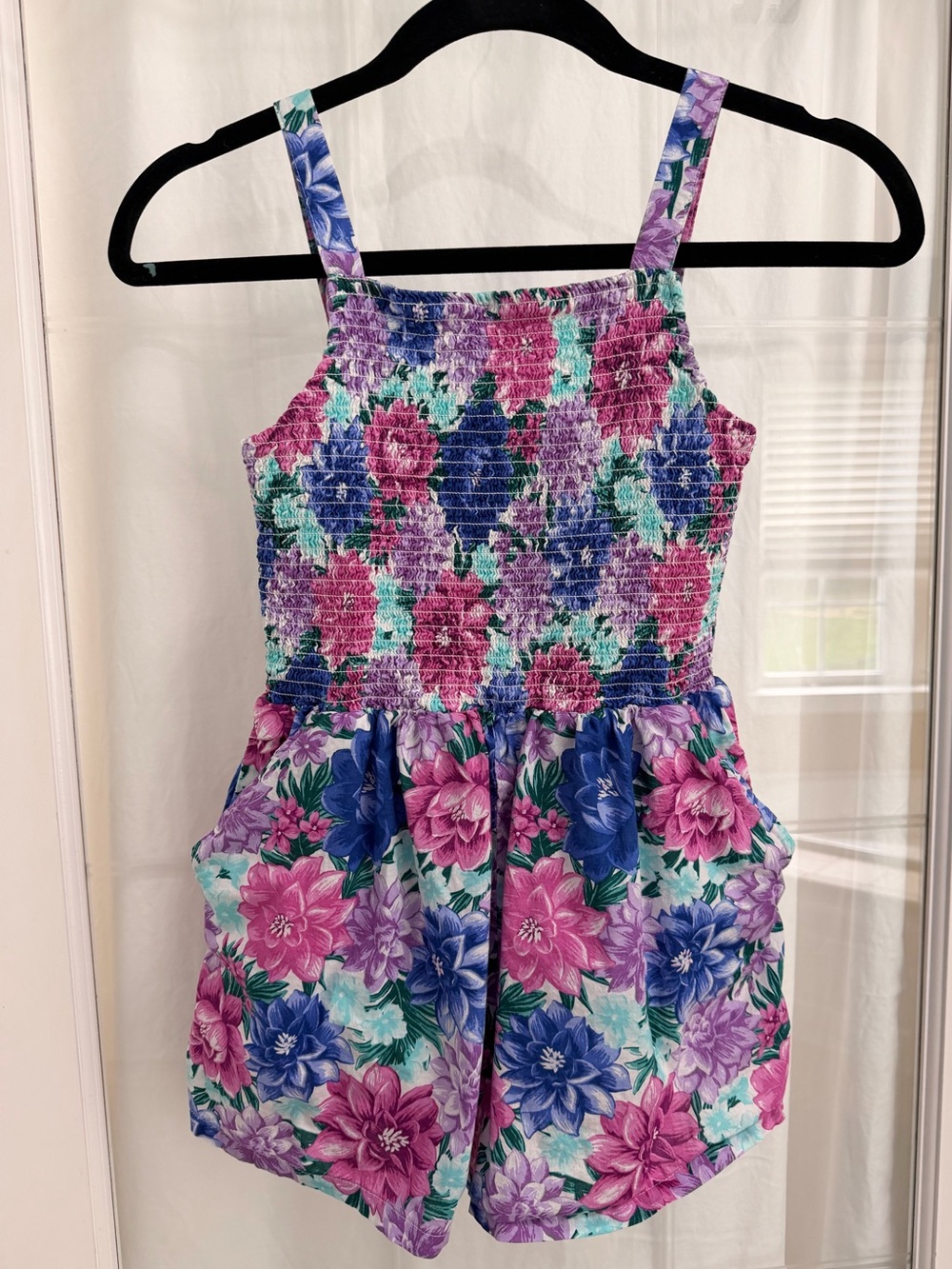 Janie and Jack Girl’s floral smocked romper